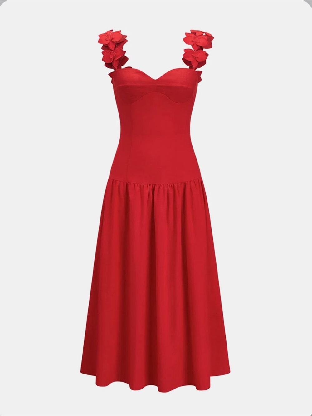 Commense Red Floral-strap Madi Dress
